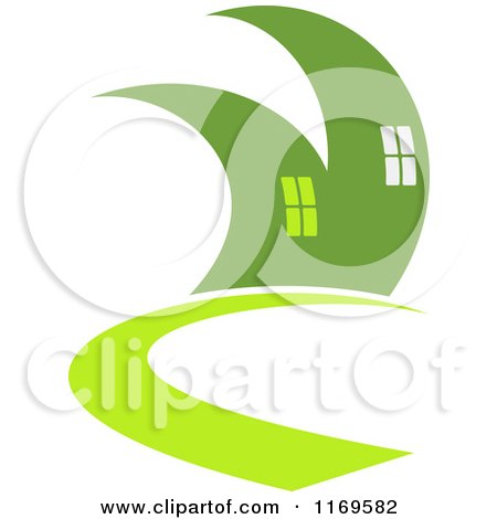 Clipart of Green Leaf Houses - Royalty Free Vector Illustration by Vector Tradition SM