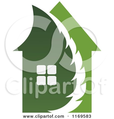 Clipart of a Green Leaf House 5 - Royalty Free Vector Illustration by Vector Tradition SM