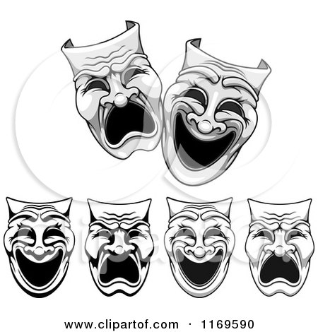 Clipart of Comedy Drama Theater Masks - Royalty Free Vector Illustration by Vector Tradition SM