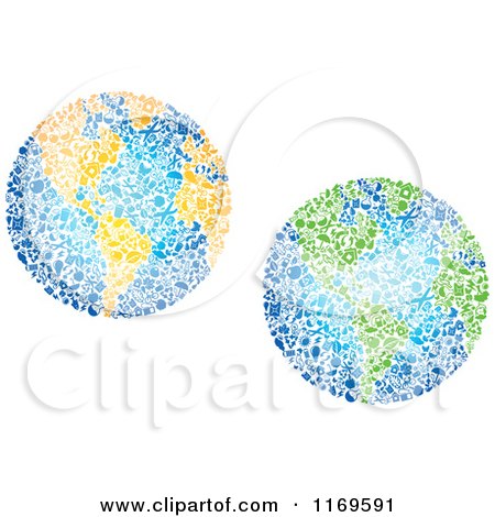 Clipart of Globes Composed of Recycle Items 2 - Royalty Free Vector Illustration by Vector Tradition SM
