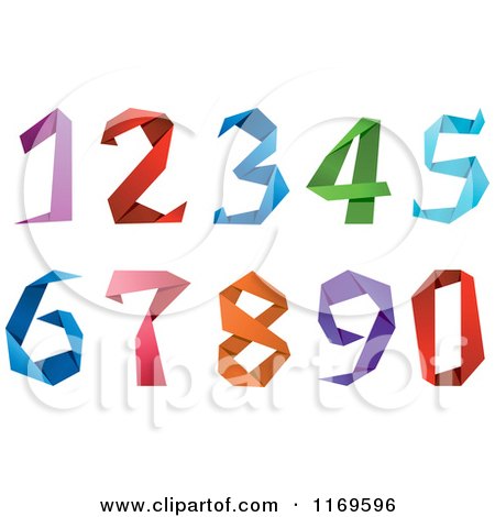 Clipart of Colorful Origami Numbers - Royalty Free Vector Illustration by Vector Tradition SM