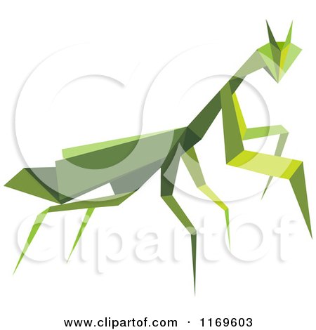 Clipart of an Origami Praying Mantis - Royalty Free Vector Illustration by Vector Tradition SM