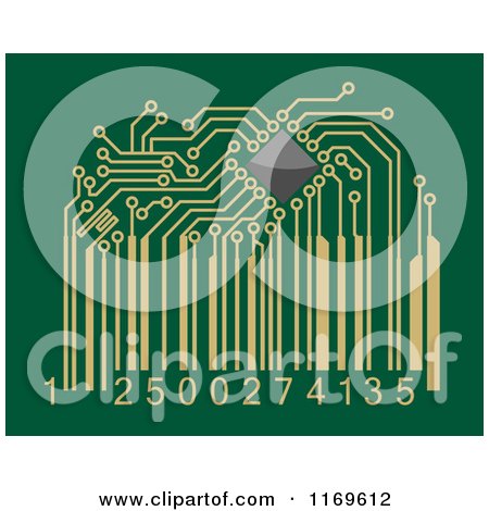 Clipart of a Computer Chip Motherboard Bar Code - Royalty Free Vector Illustration by Vector Tradition SM