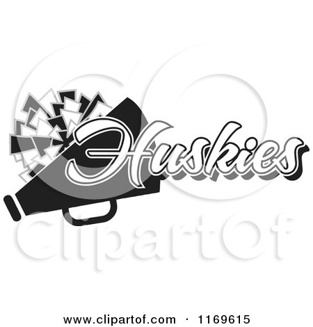 Clipart of a Black and White Huskies Cheerleader Design - Royalty Free Vector Illustration by Johnny Sajem