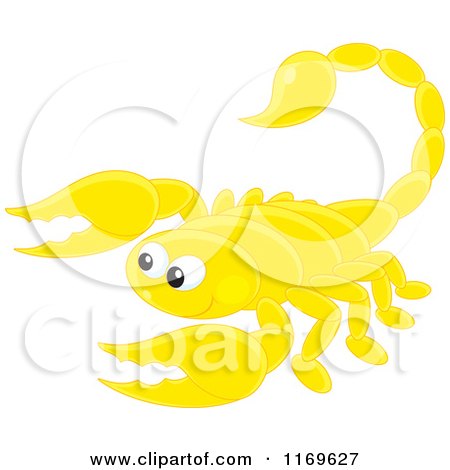 Cartoon of a Cute Yellow Scorpion - Royalty Free Vector Clipart by Alex Bannykh