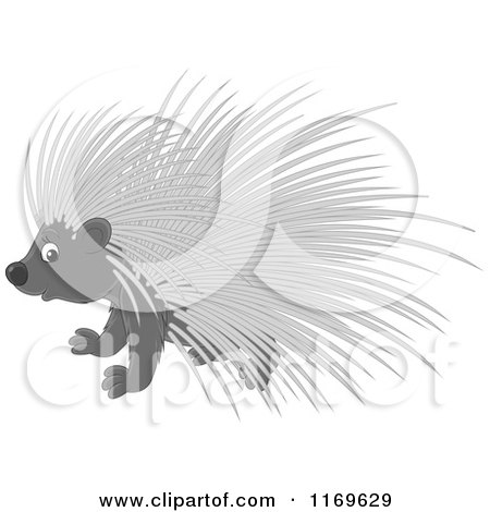 Cartoon of a Cute Baby Porcupine with Blue Eyes - Royalty Free Vector Clipart by Alex Bannykh