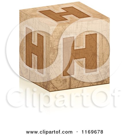 Clipart of a Brown Grungy Letter H Cube - Royalty Free Vector Illustration by Andrei Marincas
