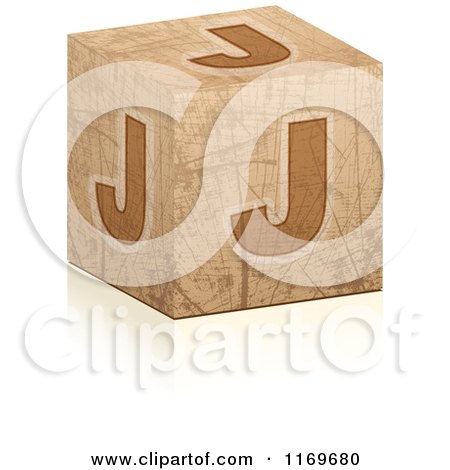Clipart of a Brown Grungy Letter J Cube - Royalty Free Vector Illustration by Andrei Marincas