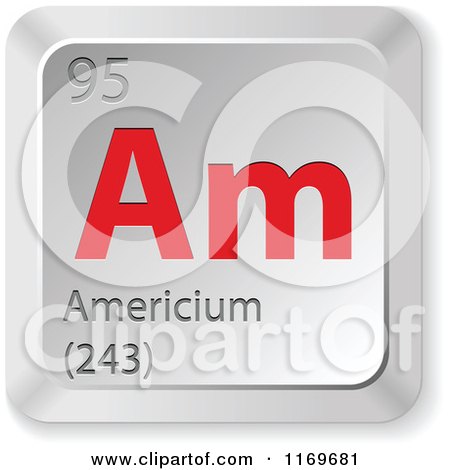 Clipart of a 3d Red and Silver Americium Chemical Element Keyboard Button - Royalty Free Vector Illustration by Andrei Marincas