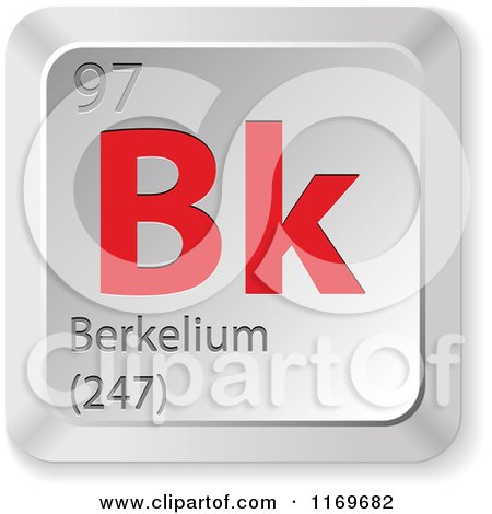 Clipart of a 3d Red and Silver Berkelium Chemical Element Keyboard Button - Royalty Free Vector Illustration by Andrei Marincas