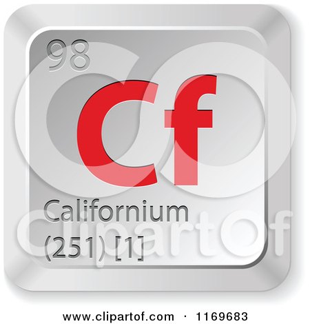 Clipart of a 3d Red and Silver Californium Chemical Element Keyboard Button - Royalty Free Vector Illustration by Andrei Marincas