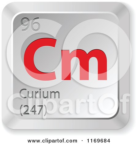 Clipart of a 3d Red and Silver Curium Chemical Element Keyboard Button - Royalty Free Vector Illustration by Andrei Marincas
