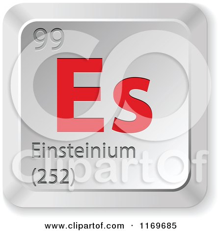 Clipart of a 3d Red and Silver Einsteinium Chemical Element Keyboard Button - Royalty Free Vector Illustration by Andrei Marincas