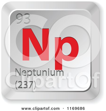 Clipart of a 3d Red and Silver Neptunium Chemical Element Keyboard Button - Royalty Free Vector Illustration by Andrei Marincas