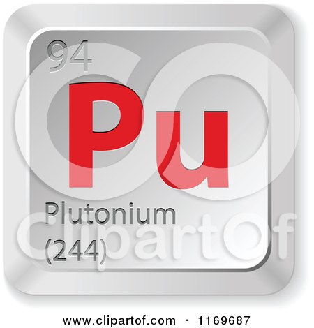 Clipart of a 3d Red and Silver Plutonium Chemical Element Keyboard Button - Royalty Free Vector Illustration by Andrei Marincas