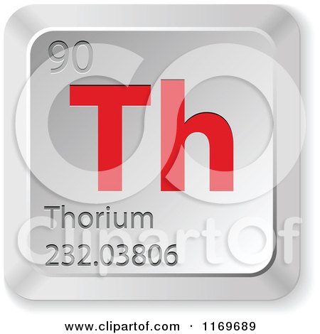 Clipart of a 3d Red and Silver Thorium Chemical Element Keyboard Button - Royalty Free Vector Illustration by Andrei Marincas