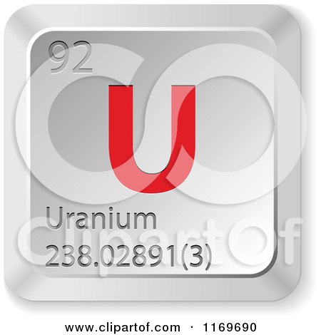 Clipart of a 3d Red and Silver Uranium Chemical Element Keyboard Button - Royalty Free Vector Illustration by Andrei Marincas