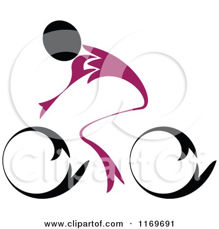 Clipart of a Black and Purple Cyclist - Royalty Free Vector Illustration by Andrei Marincas