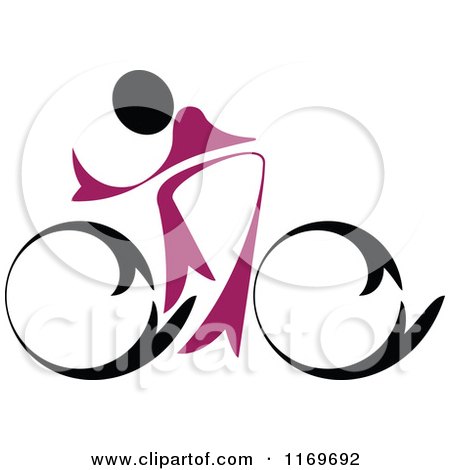 Clipart of a Black and Purple Cyclist on a Bike - Royalty Free Vector Illustration by Andrei Marincas