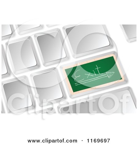 Clipart of a 3d Computer Keyboard with a Chalkboard Exit Button - Royalty Free Vector Illustration by Andrei Marincas