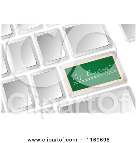 Clipart of a 3d Computer Keyboard with a Chalkboard My Budget Button - Royalty Free Vector Illustration by Andrei Marincas
