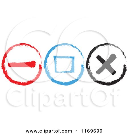 Clipart of Painted Red Blue and Black Web Buttons - Royalty Free Vector Illustration by Andrei Marincas