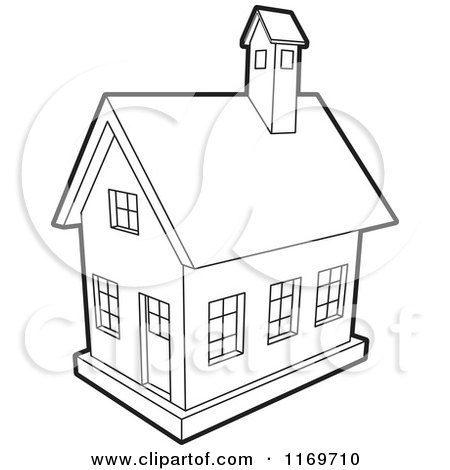 Clipart of a Black and White House - Royalty Free Vector Illustration by Lal Perera