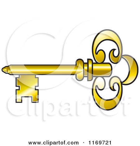 Clipart of a Golden Skeleton Key - Royalty Free Vector Illustration by Lal Perera
