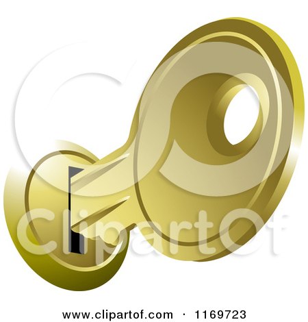 Clipart of an Inserted Gold House Key - Royalty Free Vector Illustration by Lal Perera