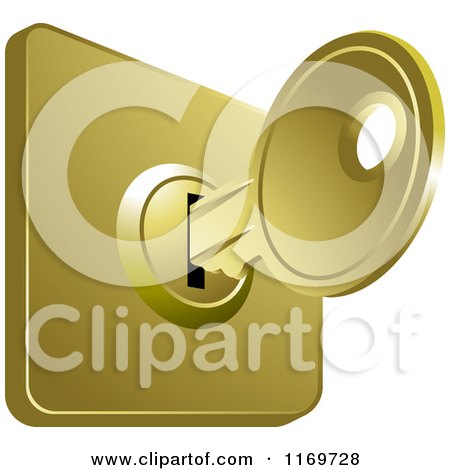 Clipart of a House Key in a Slot - Royalty Free Vector Illustration by Lal Perera