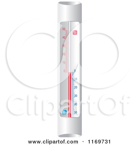 Clipart of a Long Wall Thermometer - Royalty Free Vector Illustration by Lal Perera