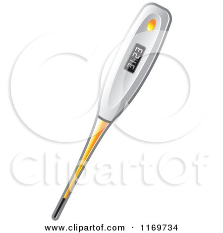 Clipart of a White and Orange Electronic Thermometer - Royalty Free Vector Illustration by Lal Perera
