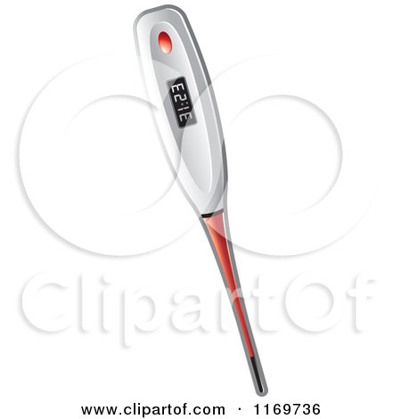 Clipart of a White and Red Electronic Thermometer - Royalty Free Vector Illustration by Lal Perera