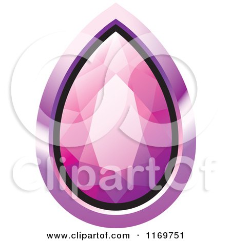 Clipart of a Droplet Pink Diamond or Gemstone with a Purple Frame - Royalty Free Vector Illustration by Lal Perera