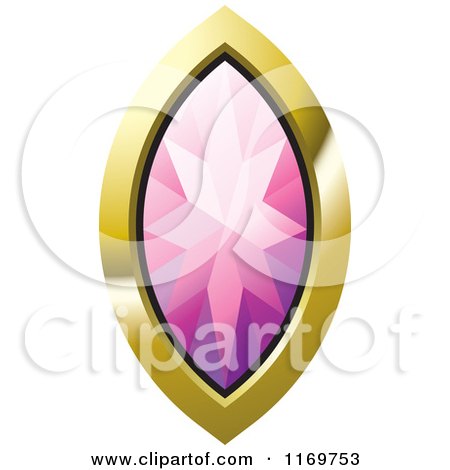 Clipart of a Pink Diamond or Gemstone with a Gold Frame - Royalty Free Vector Illustration by Lal Perera