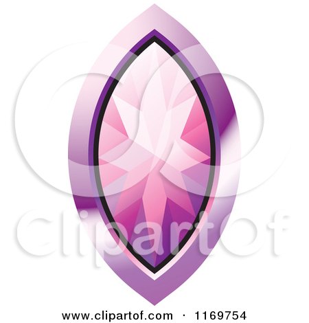 Clipart of a Pink Diamond or Gemstone with a Purple Frame - Royalty Free Vector Illustration by Lal Perera