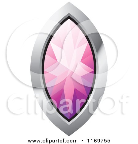 Clipart of a Pink Diamond or Gemstone with a Silver Frame - Royalty Free Vector Illustration by Lal Perera