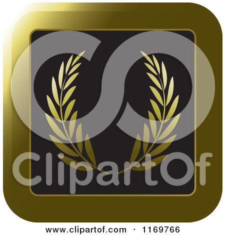 Clipart of a Golden Olive Branch Laurel Icon - Royalty Free Vector Illustration by Lal Perera