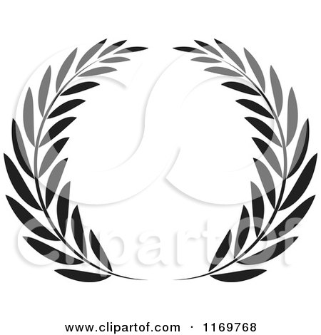 Clipart of a Black and White Olive Wreath - Royalty Free Vector Illustration by Lal Perera