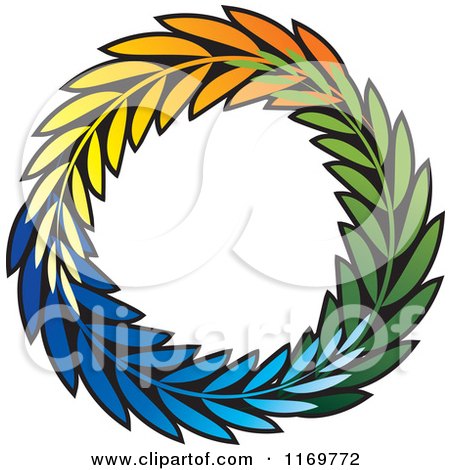 Clipart of a Colorful Olive Branch Wreath - Royalty Free Vector Illustration by Lal Perera
