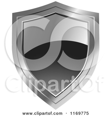 Clipart of a Black and Chrome Shield - Royalty Free Vector Illustration by Lal Perera
