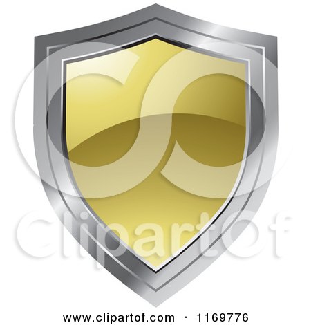Clipart of a Gold and Chrome Shield - Royalty Free Vector Illustration by Lal Perera