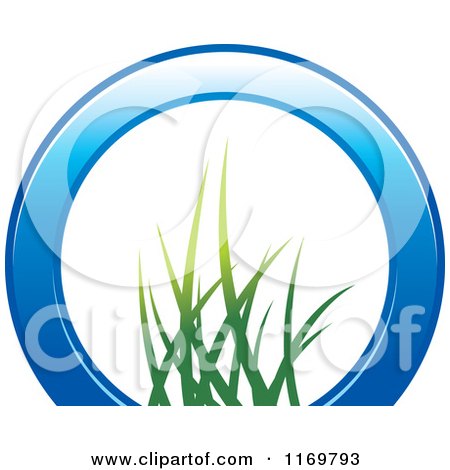 Clipart of a Partial Blue Ring with Grass in the Center - Royalty Free Vector Illustration by Lal Perera