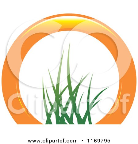 Clipart of a Partial Orange Ring with Grass in the Center - Royalty Free Vector Illustration by Lal Perera