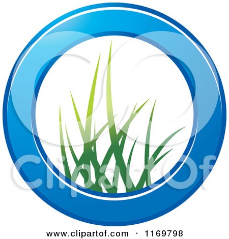 Clipart of a Blue Ring with Grass in the Center - Royalty Free Vector Illustration by Lal Perera