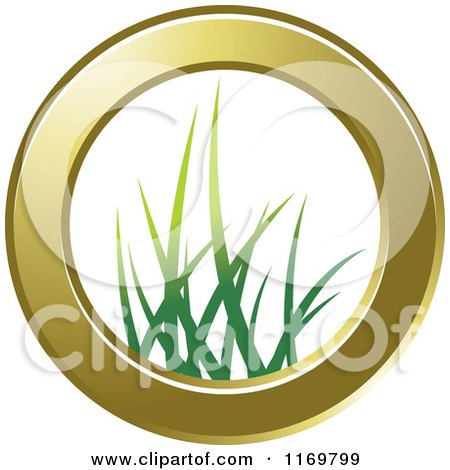 Clipart of a Gold Ring with Grass in the Center - Royalty Free Vector Illustration by Lal Perera