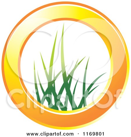 Clipart of an Orange Ring with Grass in the Center - Royalty Free Vector Illustration by Lal Perera