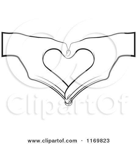 Clipart of a Pair of Black and White Hands Forming a Heart - Royalty Free Vector Illustration by Lal Perera