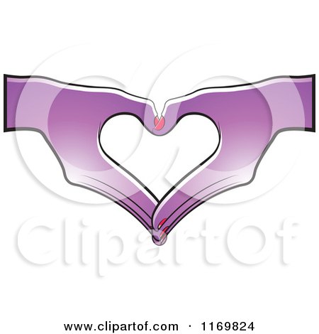 Clipart of a Pair of Purple Hands Forming a Heart - Royalty Free Vector Illustration by Lal Perera