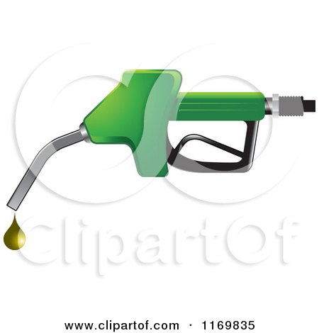 Clipart of a Green Gas Pump Fuel Nozzle and Droplet - Royalty Free Vector Illustration by Lal Perera